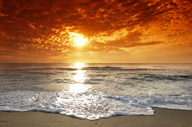 bildheizung strand mit sonnenuntergang