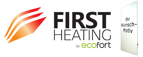 First Heating Logo neben einer Wunschbildheizung