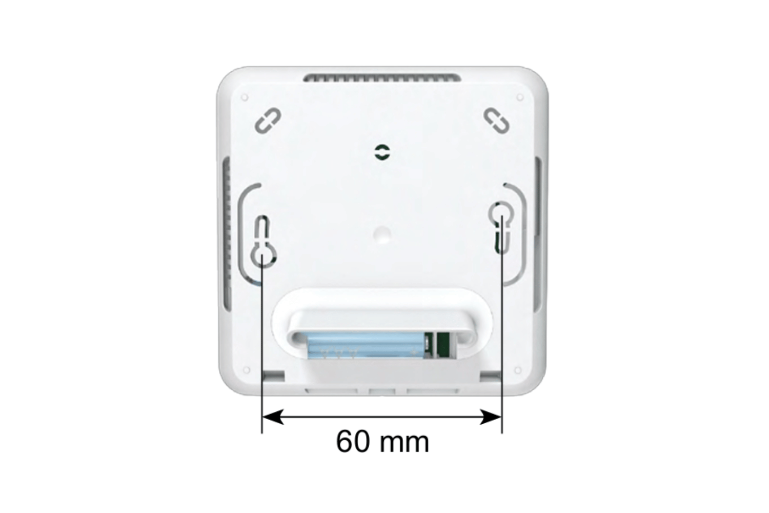 ecoheat sensus Thermostat - Rückansicht mit Abmessungen